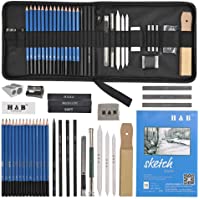 Los mejores  - 35Pcs Profesional Dibujo de Arte y Lápiz Dibujo Conjunto de Lápiz de Carbón- Lápiz de Grafito- Borrador Etc Herramienta…